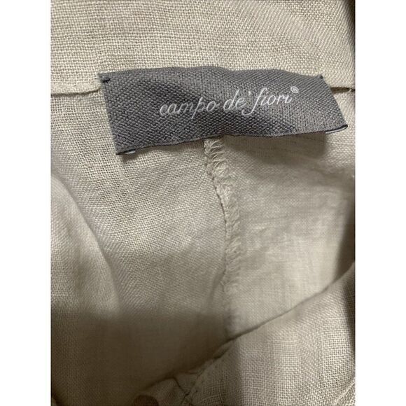 campo de fiori womens solid beige 100% linen tank midi dress medium large Italy - Picture 3 of 6